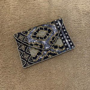 LuLu's Navy Blue Beaded Clutch